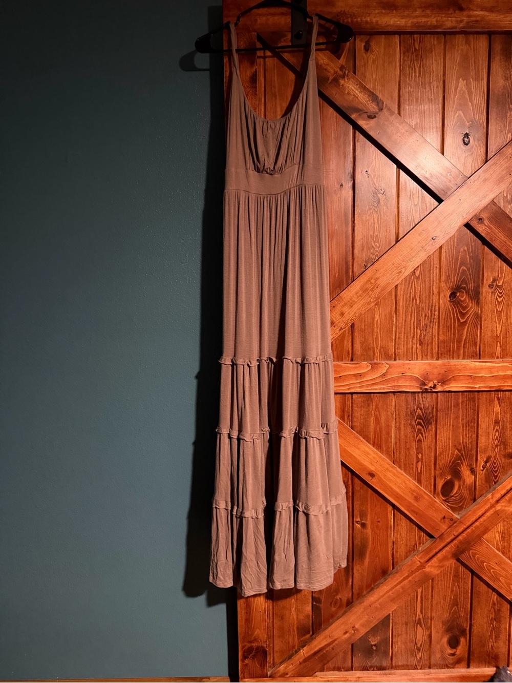 Tiered Maxi Dress in Taupe - Sleeveless Scoop Neck